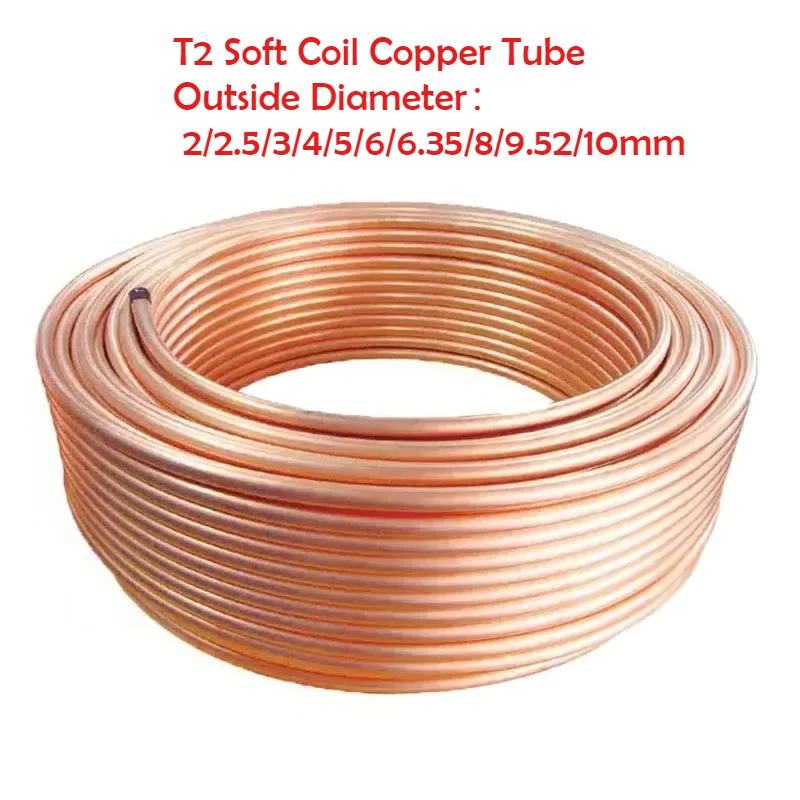 Copper Wire Roll - Tubo de cobre T2, bobina suave,