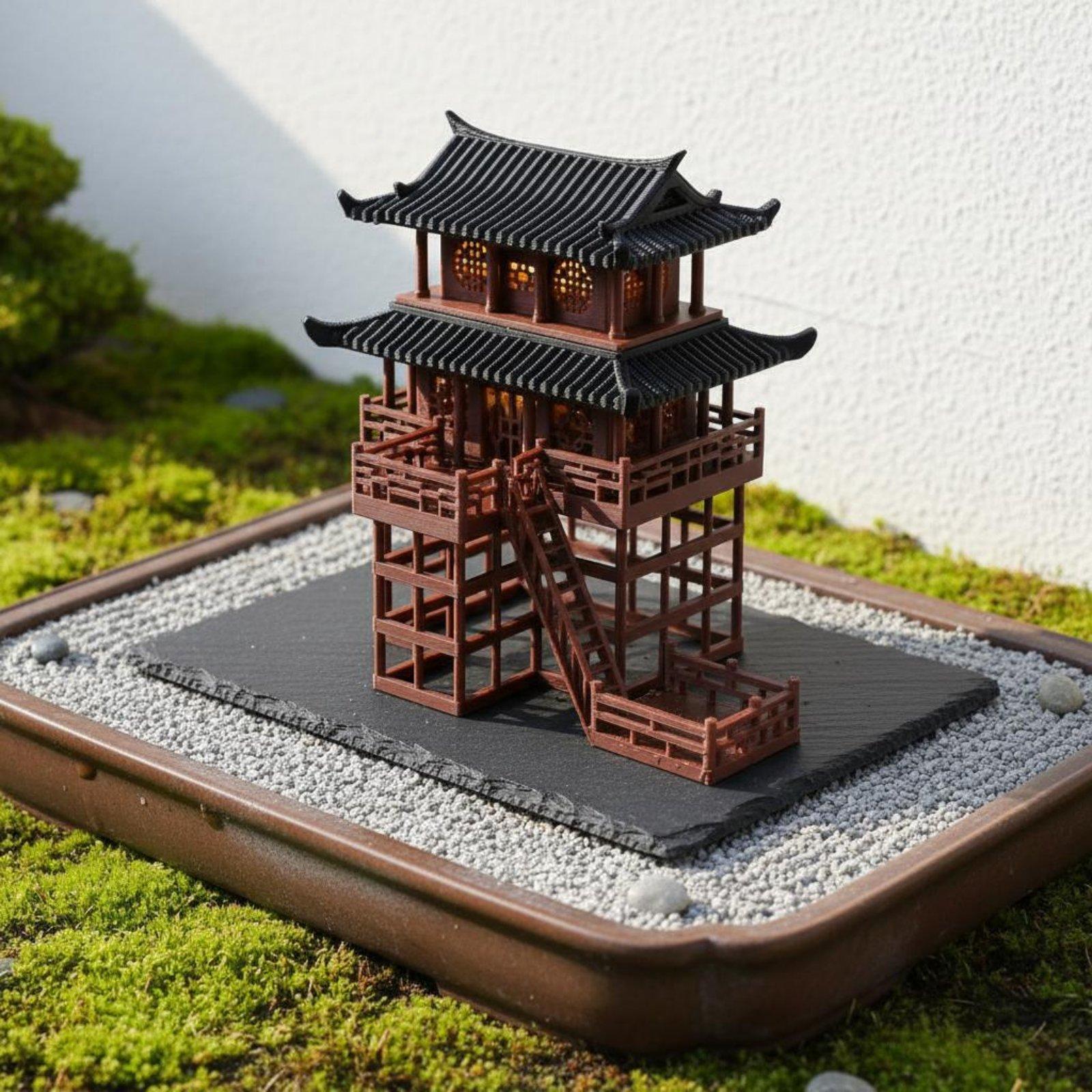 Bonsai Gardening - Miniatura de Pagoda de Plástico para